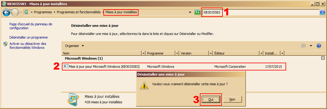 Windows désinstaller KB3035583 260815.jpg
